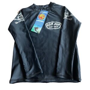 Kids Ron Jon Surf Shop Black Long Sleeve Rash Guard Swim Shirt Size 6 Skulls
